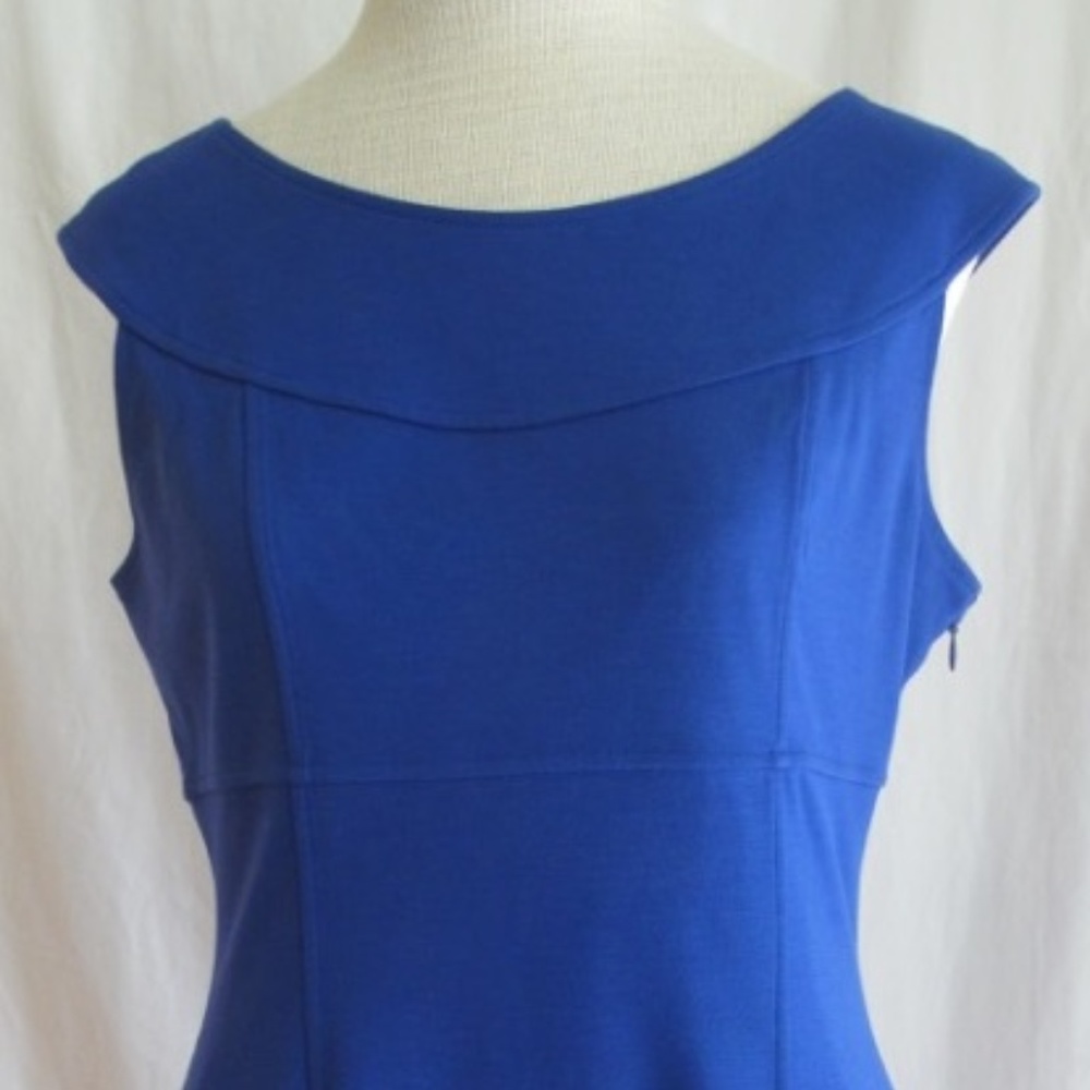 ANDREW MARK BRIGHT BLUE CAP SLEEVE FITTED DRESS